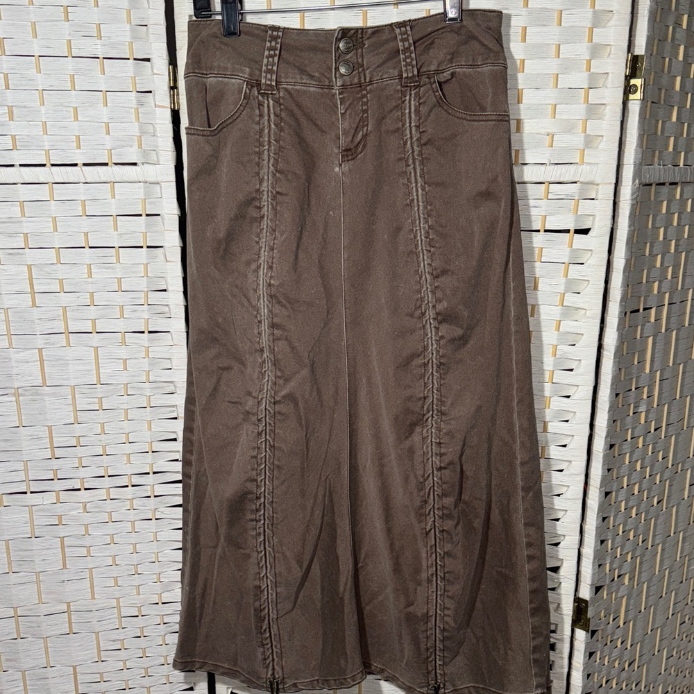 Jou Jou Elegant Brown Midi Cargo Skirt